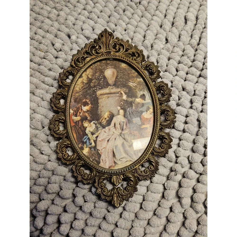 Vintage Ornate Frames Miniature Oval Art Print Decorative Frame, Italy Set of 4